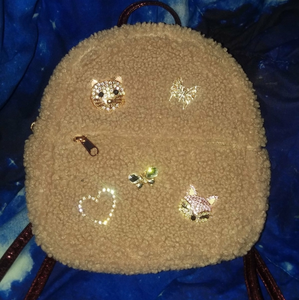 The Children's Place Jeweled Critter Sherpa Mini Cute Animal Bag Backpack
